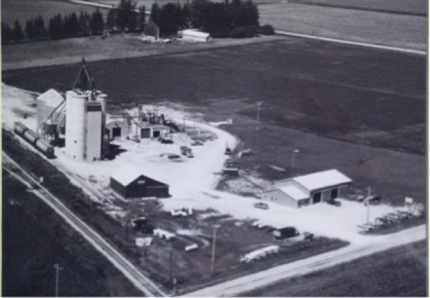 Overhead view, 1977, of the Belton terminal of The Agromart Group
